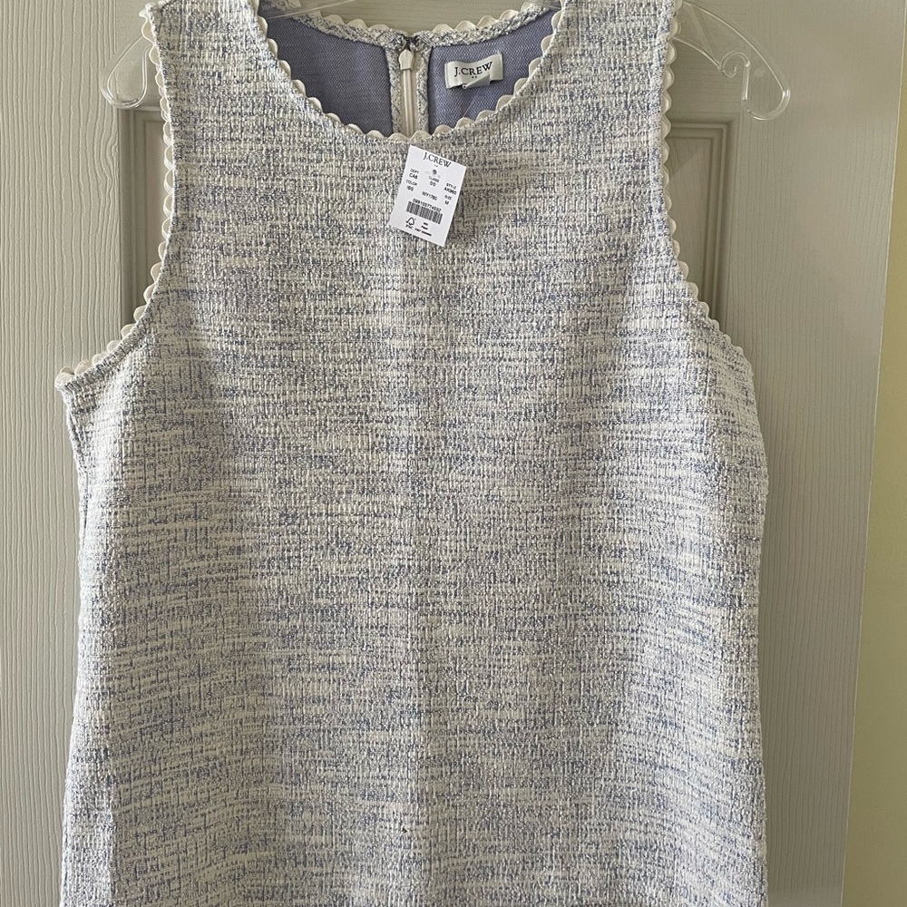 J. Crew Blue and Cream Textured Top